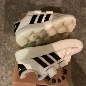 Adidas Kids Grand Court 2.0 CF Sneakers - White and Black Stripes